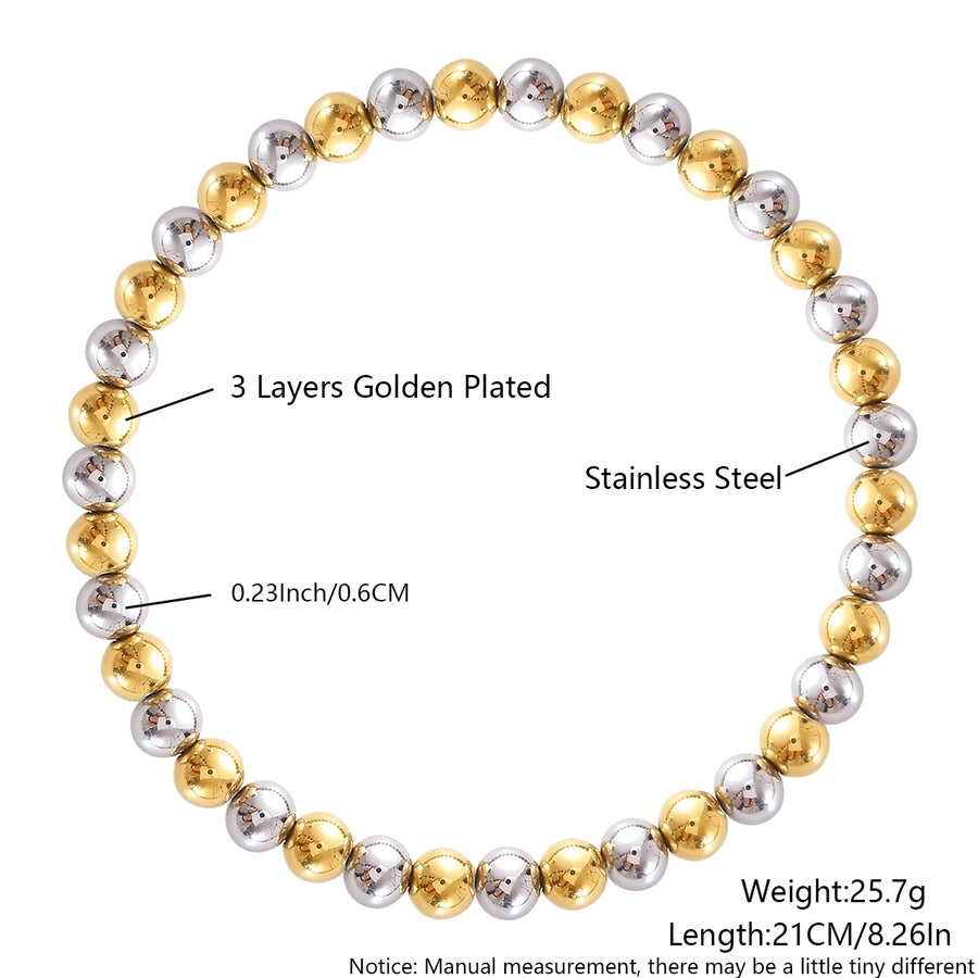 Round Beads Elastic Bracelet [304 Stainless Steel