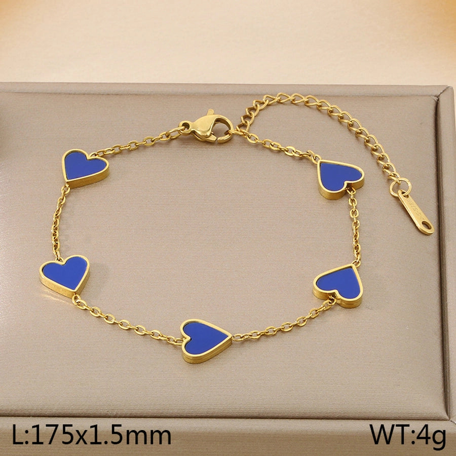 Acrylic Heart Cable Chain Bracelets [304 Stainless Steel,18K Gold Plated]