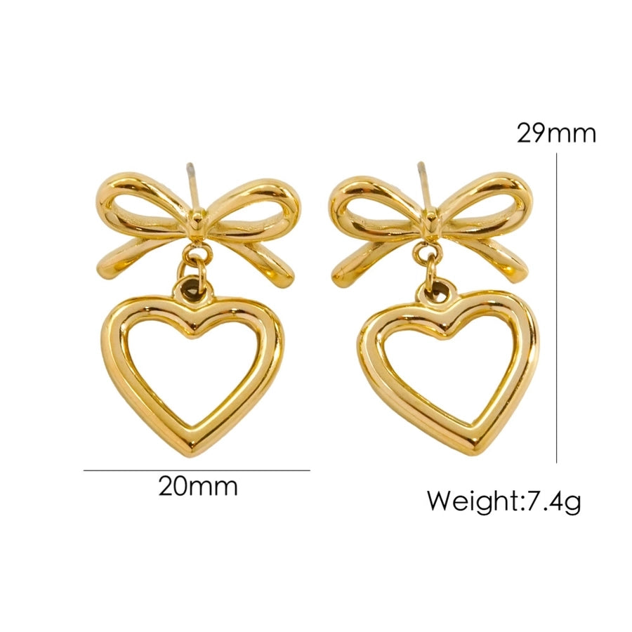 Boucles d'oreilles à nœuds de nœud en forme de coeur [304 en acier inoxydable, plaqué or 14K]