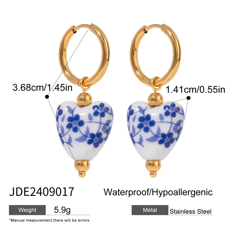 Stone Drop Earrings [304 Stainless Steel,18K Gold Plated]