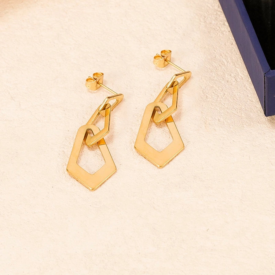 Heart/Rhombus/Round Drop Earrings [304 Stainless Steel,18K Gold Plated]