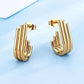 U shape Vertical Stripes Earrings [304 Stainless Steel,18K Gold Plated]