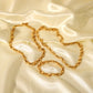 Droplets Hollow Chain Bracelet/Necklace/Jewelry Set [304 Stainless Steel, 18K Gold Plated]