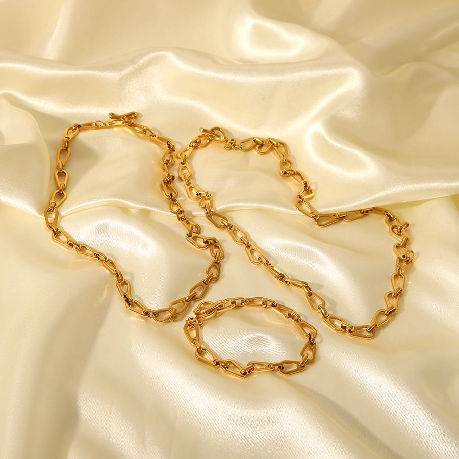 Gocce di bracciale/collana/gioielli a catena cavo [acciaio inossidabile 304, oro 18K placcato]