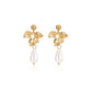 Flower Artificial Pearls Drop Earrings [304 Stainless Steel,18K Gold Plated]