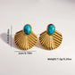 Round Blue Stone Earrings [304 Stainless Steel, 18K Gold Plated]