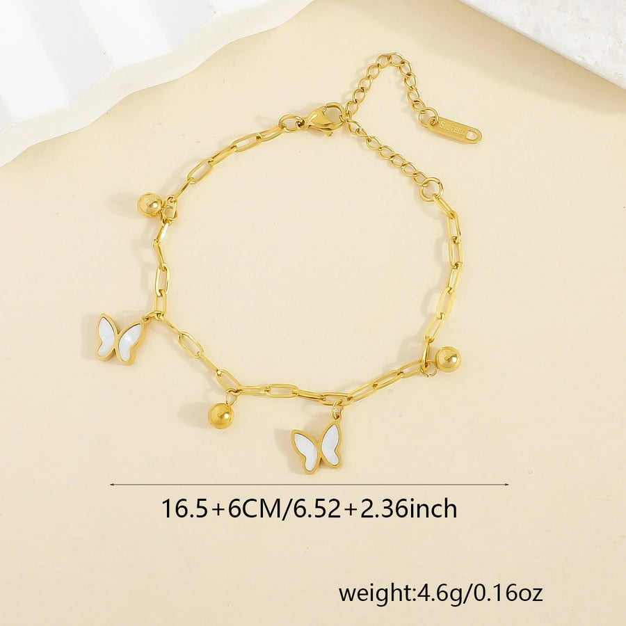 Butterfly Shell Bracelet [304 Stainless Steel,18K Gold Plated]