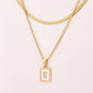 Letter RectanglePendant Necklace[304 Stainless Steel, 18K Gold Plated]