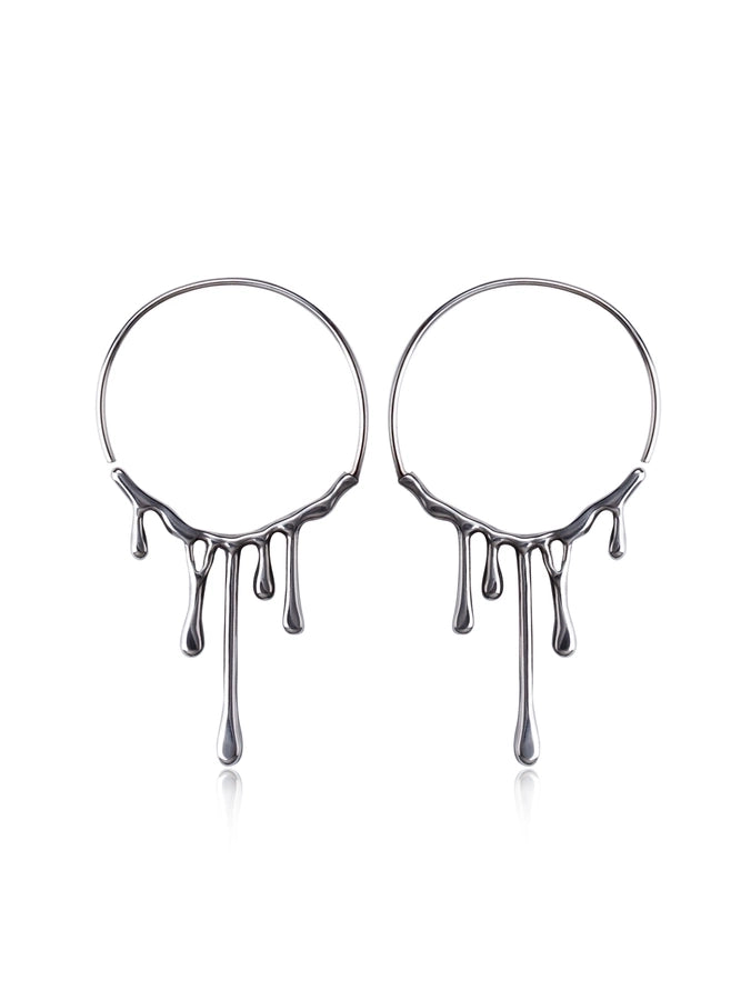 Water Droplets Hoop Earrings [304 Stainless Steel]