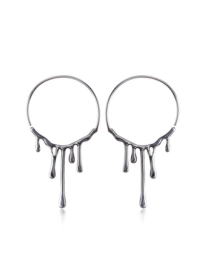 Water Droplets Hoop Earrings [304 Stainless Steel]