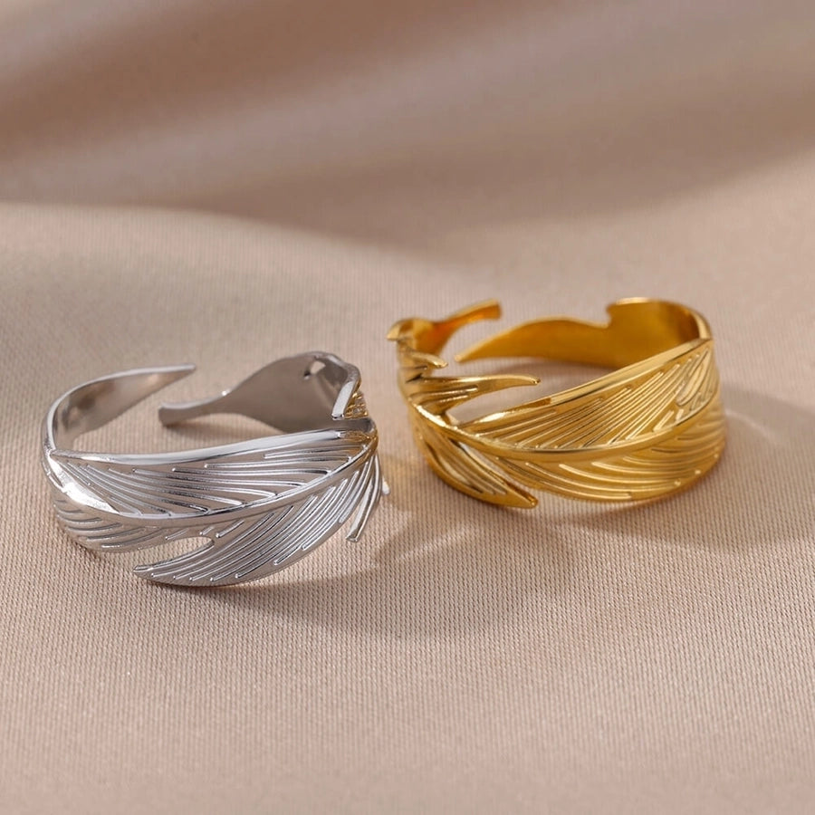 Leaves Open Rings [Stainless Steel]