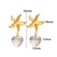 Starfish Heart Shape Drop Earrings [304,316 Stainless Steel,18K Gold Plated]