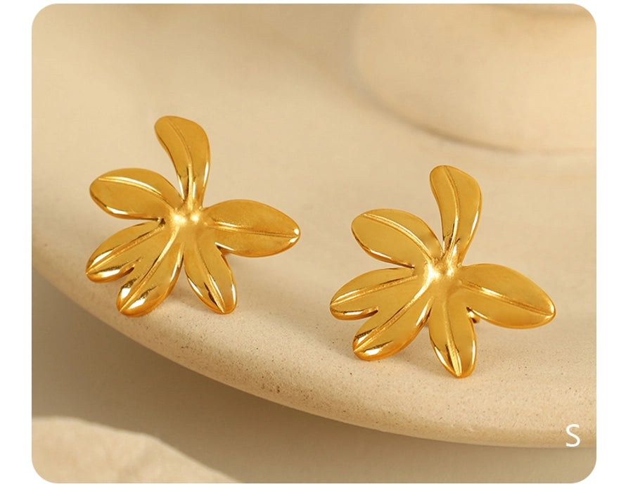 Flower Earrings [304 Stainless Steel,18K Gold Plated]