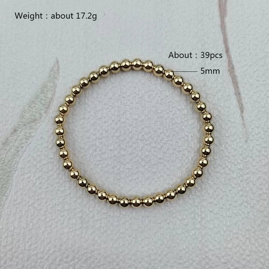 Elastic Beaded Bracelet [304 Stainless Steel, 18K Gold Plated]