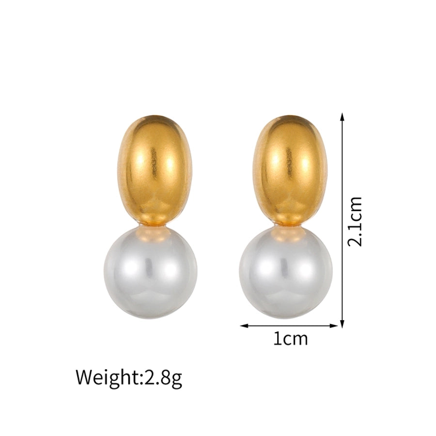 Mix Pearl Ear Studs [304 Stainless Steel,18K Gold Plated]