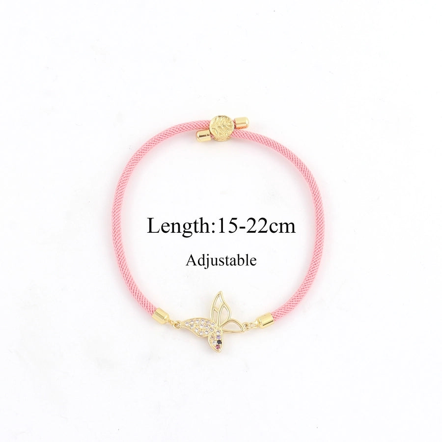 Butterfly Zircon Nylon Woven Chain Bracelet [304 Stainless Steel]