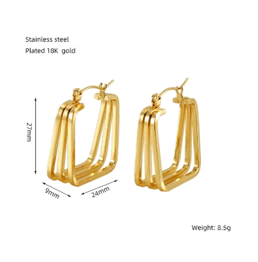 Geometric Solid Color  Hoop Earrings [304 Stainless Steel,18K Gold Plated]