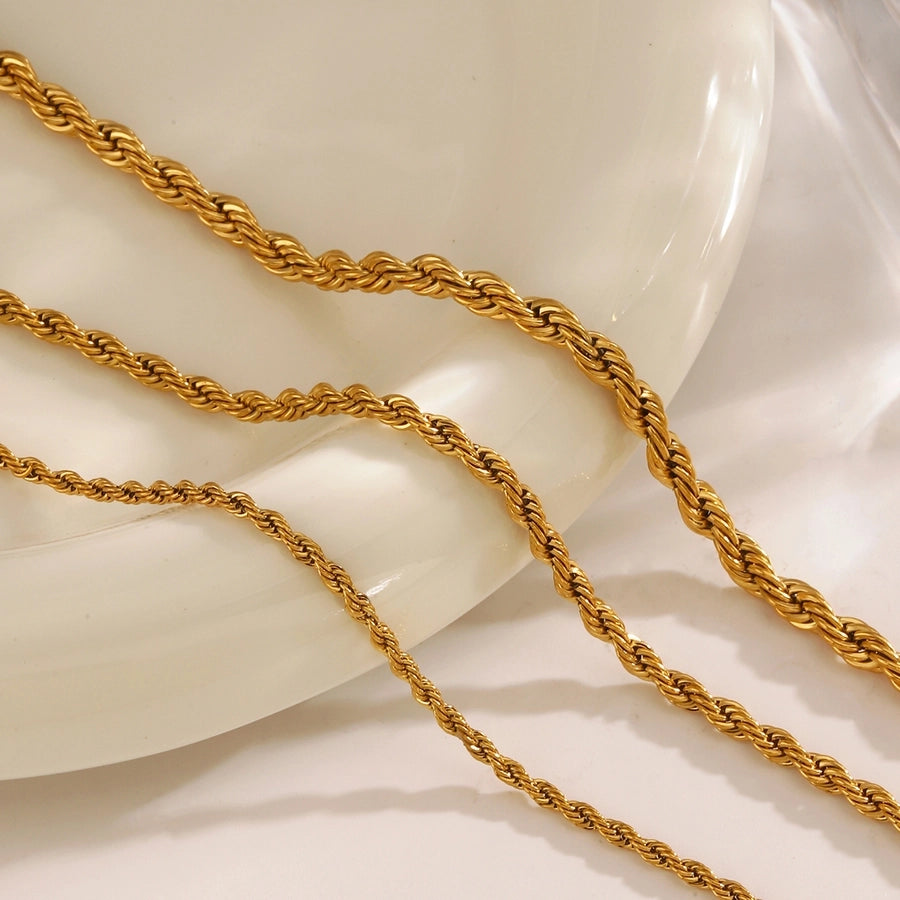 Twist Rope Chain Bracelets [304 Stainless Steel,18K Gold Plated]