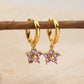 Flower Rhinestones Drop Earrings [304 Stainless Steel,18K Gold Plated]