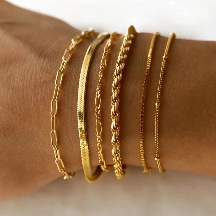 Thin Chain Bracelet [304 Stainless Steel,16K Gold Plated]