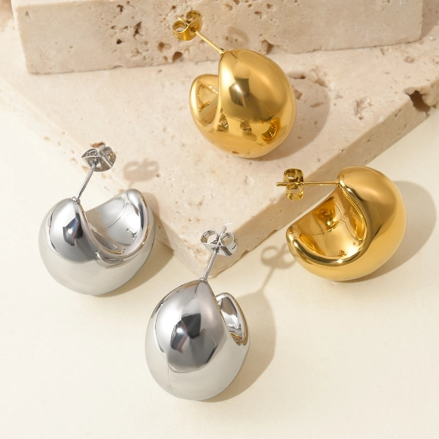 Bulb Stud Earrings [304 Stainless Steel, 14K Gold Plated]