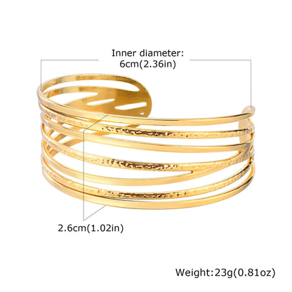 C Vorm Bangle armband [304 Roestvrij staal 18K GOUD GOLDED]