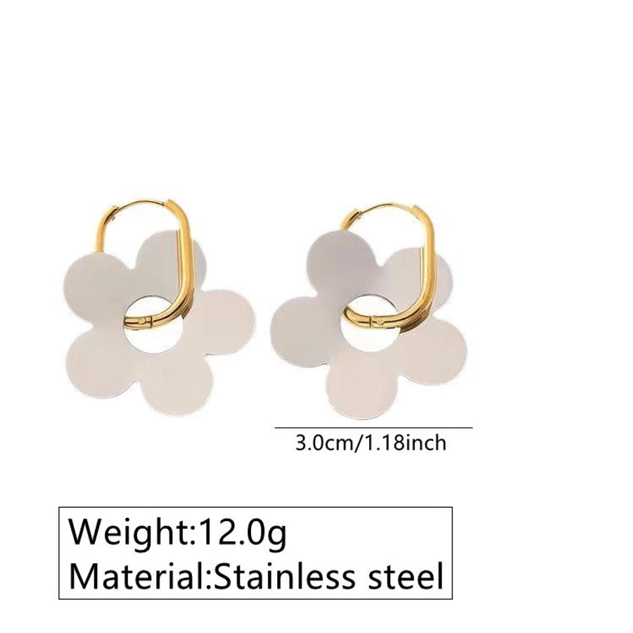 Flower-Shaped Earrings [Stainless Steel, 18K Gold Plated]