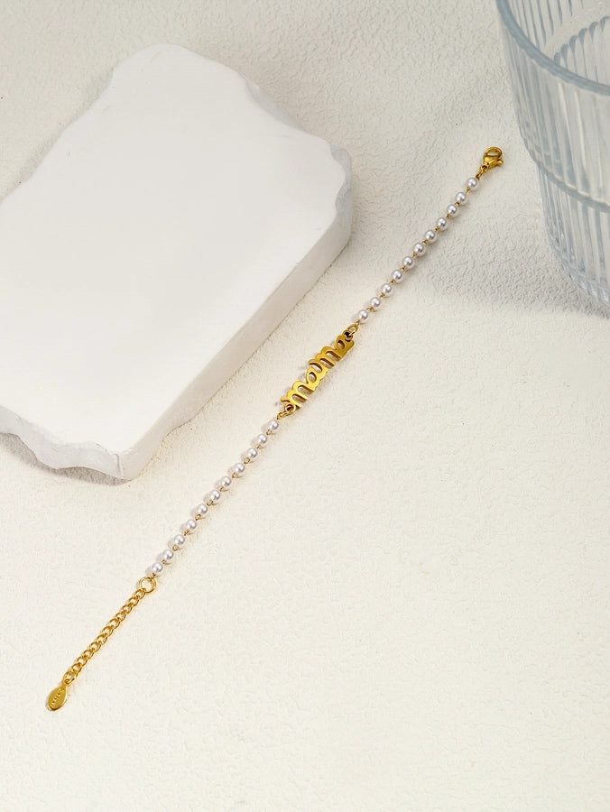 PERLAS ARTIFIFIAL MAMA PROLLACELET [304 acero inoxidable, 18k de oro chapado]