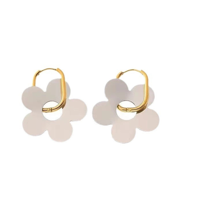 Flower-Shaped Earrings [Stainless Steel, 18K Gold Plated]