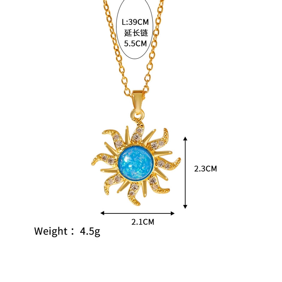 Sun Opal Pendant Necklace  [304 Stainless Steel]