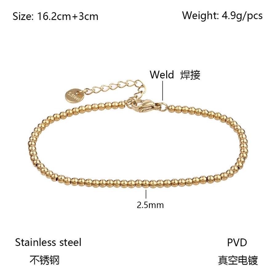 Elastic Beaded Bracelet [304 Stainless Steel, 18K Gold Plated]