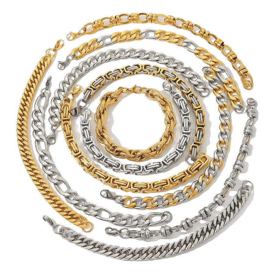 Mix Men Chain Bracelets [304 Stainless Steel 18K Gold]