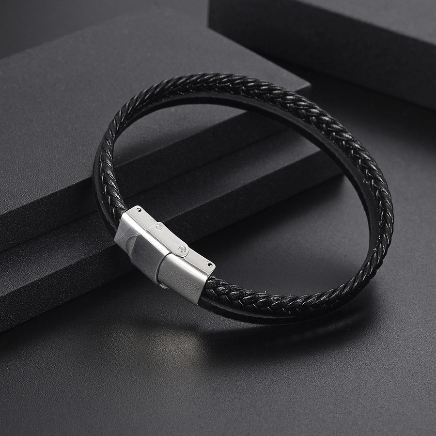 Double Braid Bracelet [304 Stainless Steel Pu Leather]