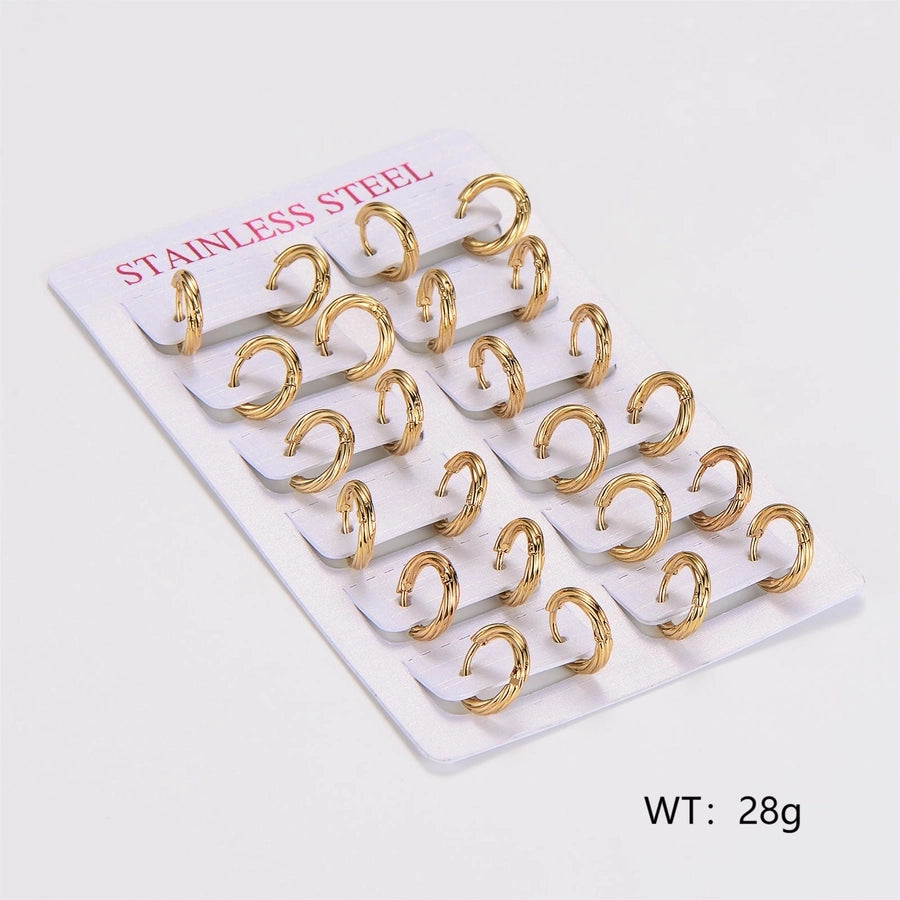 Pack of 12 Pair Spiral  Hoop Earrings Earrings [304 Stainless Steel]