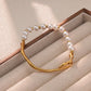 Plastic Pearls Bangle Bracelet  [304 Stainless Steel,18K Gold Plated]