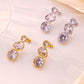 Luxurious Water Droplets Zircon Drop Earrings [304 Stainless Steel,18K Gold Plated]