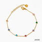 Anklet zircone rotondo [acciaio inossidabile 304, oro 16K placcato]