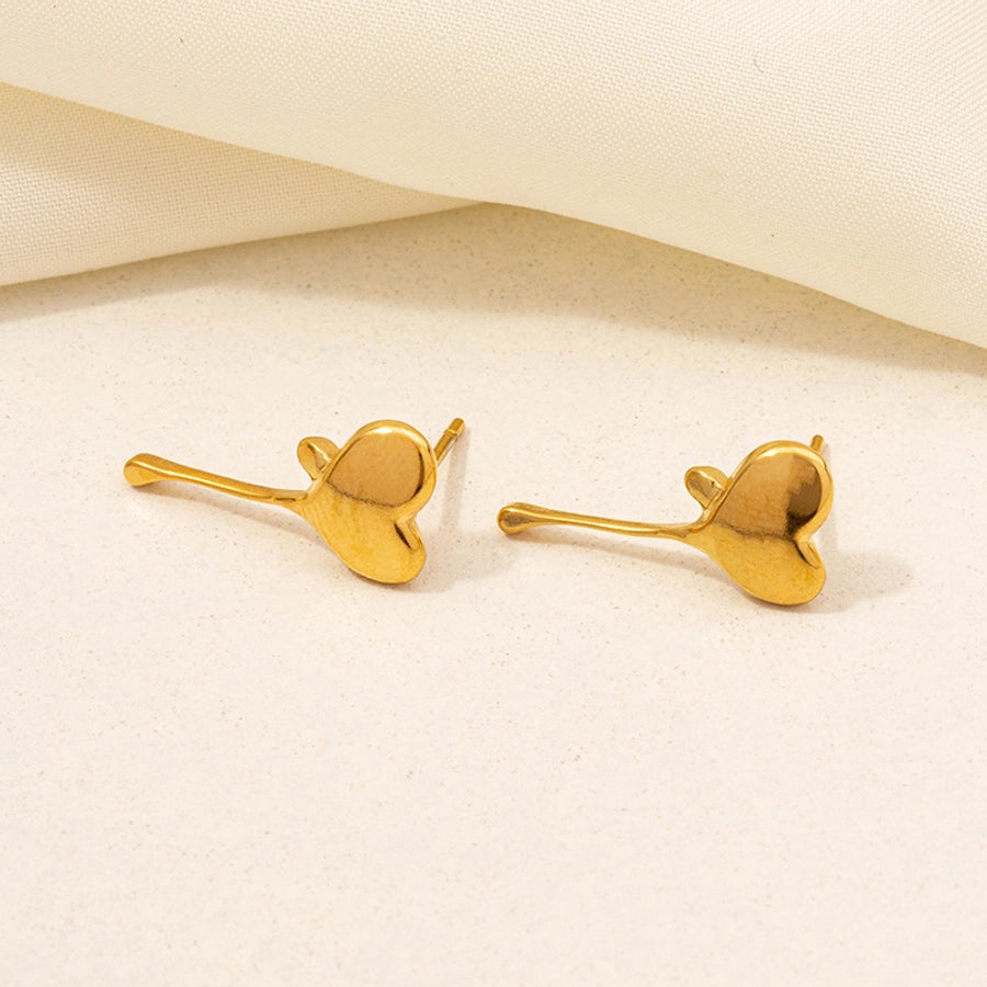 Heart Shape Earrings [304 Stainless Steel,18K Gold Plated]