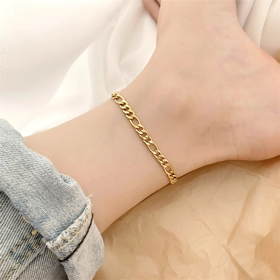 Figaro Chain Anklet [304 Stainless Steel, 14K Gold Plated]