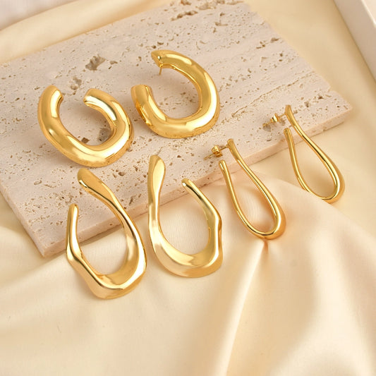 Gold Irregular Earrings [304 Stainless Steel]