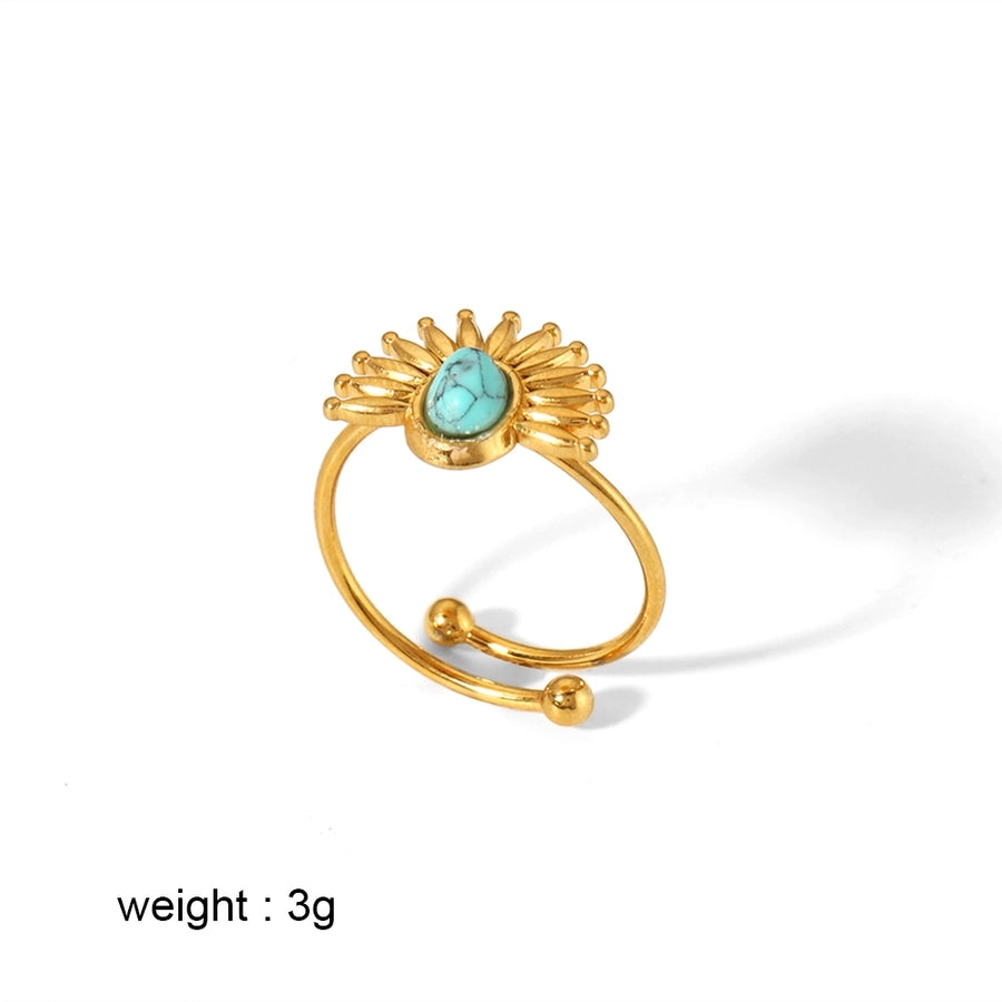 Circle Turquoise Ring [304 Stainless Steel 18K Gold Plated]