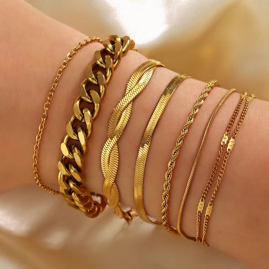 Chain Bracelets [304 Stainless Steel, 18K Gold Plated]