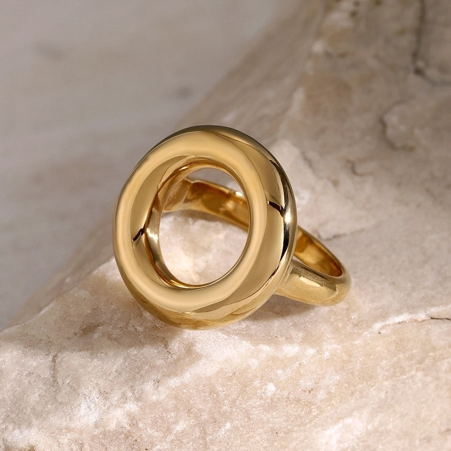 Round Hollow Ring [304 Stainless Steel, 18K Gold Plated]