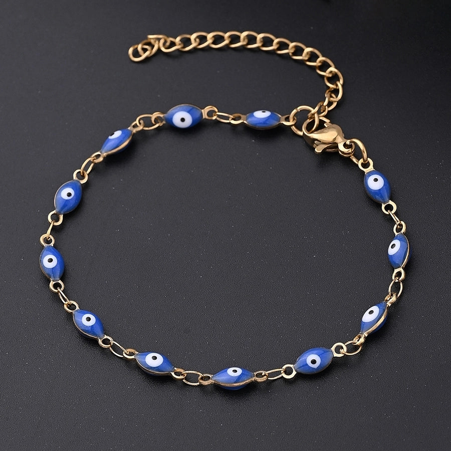 Devil's Eye Oval Bracelets [304 Stainless Steel, 18K Gold Plated]