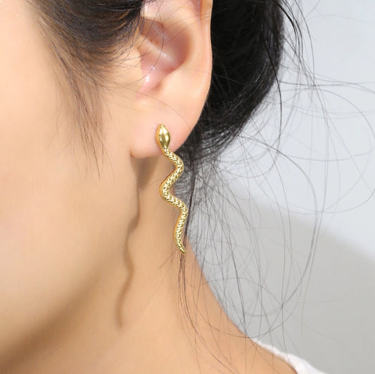 Pendientes de caída de serpiente [304 acero inoxidable, 18k dorado chapado]