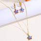 Heart Shape Flower Butterfly Jewelry Set [304 Stainless Steel]