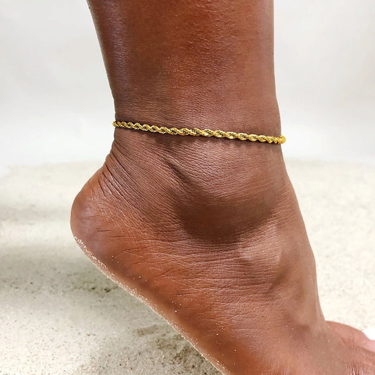 Anklet à corde à torsion [201 acier inoxydable]