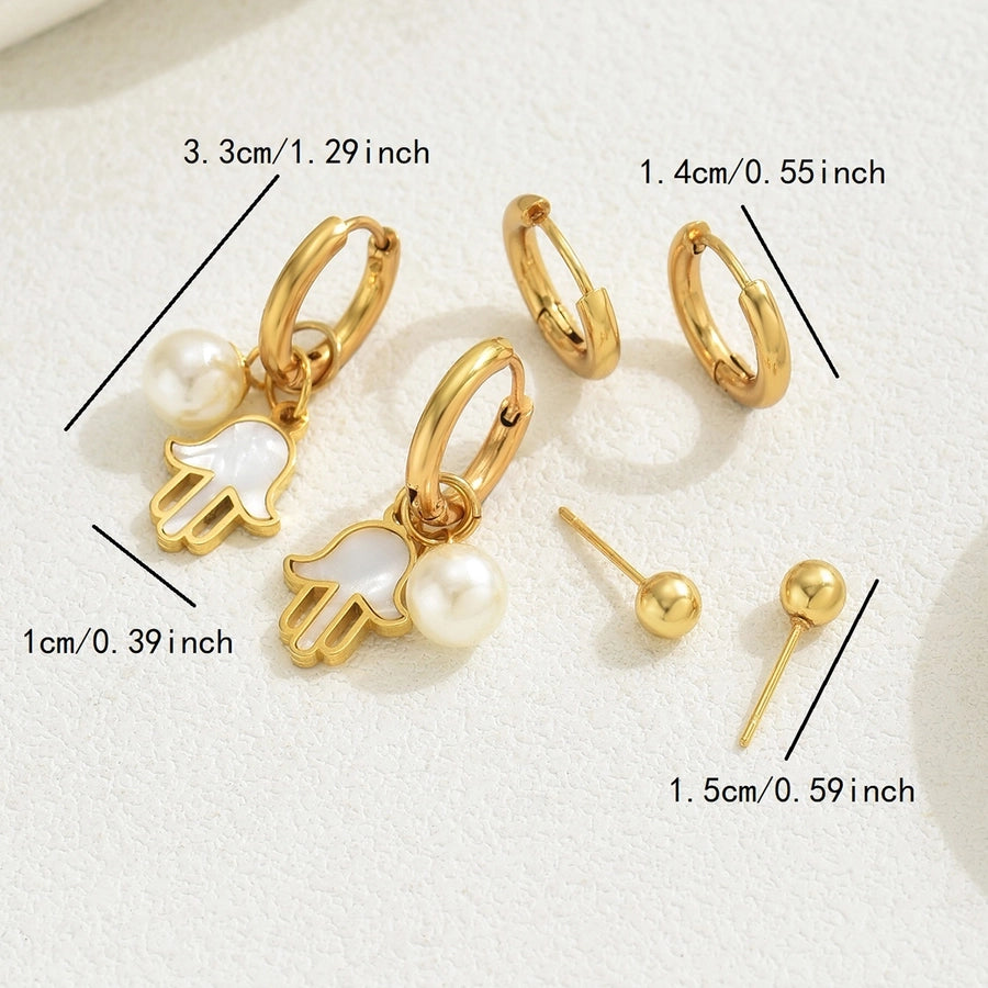 Heart Shape Flower Snake Earrings Set [201 Stainless Steel, 18K Gold Plated]