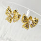 Bow Knot Rhinestones Earrings [304 Stainless Steel,18K Gold Plated]