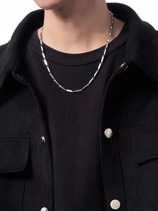 Collier pour hommes de couleur unie rétro hip-hop [304 en acier inoxydable]